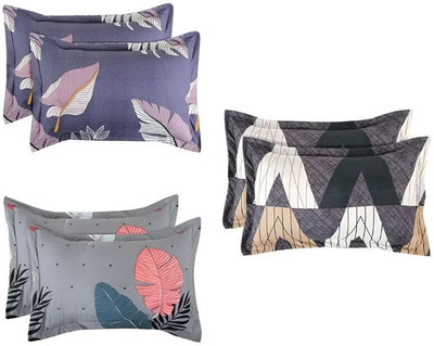 Nt@ub Cotton Pillows Cover(45.75 cm*71.12 cm, Pack of 6, Black, Purple, Grey)