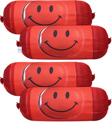 HOMESTIC Cotton Bolsters Cover(Pack of 4, 41 cm*81 cm, Red)