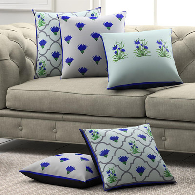 SEJ BY NISHA GUPTA Polyester Cushions Cover(Pack of 5, 40 cm*40 cm, Cream)
