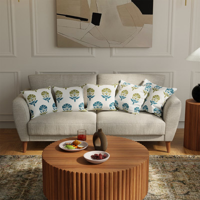 Urban Space Cotton Cushions Cover(40.64 cm*40.64 cm, Pack of 5, Blue)