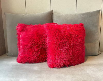 PICKKART Microfibre Abstract Lumbar Pillow Pack of 2(Red)