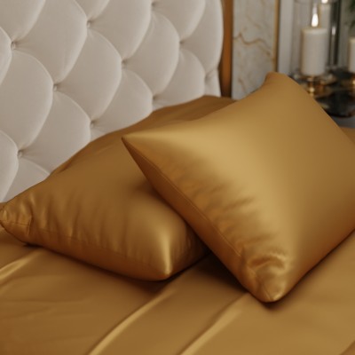 stoa paris Polyester Pillows Cover(Pack of 2, 68 cm*45 cm, Gold)