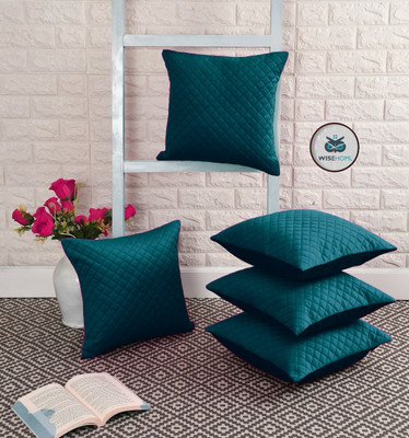 WiseHome Velvet Cushions Cover(30 cm*30 cm, Pack of 5, Green)