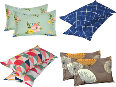 Anticca Microfiber Pillows Cover(Pack of 8, 43 cm*69 cm, Light Green, Dark Blue, Multicolor, Brown)
