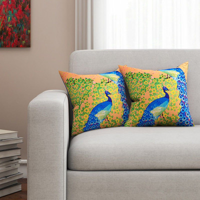 SEJ BY NISHA GUPTA Cotton Cushions Cover(Pack of 2, 40.64 cm*40.64 cm, Brown)