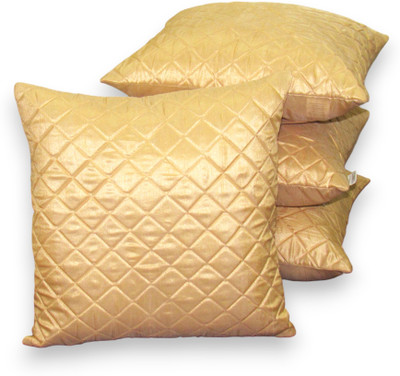 Zikrak Dupion Silk Cushions & Pillows Cover(60 cm*60 cm, Pack of 4, Beige)