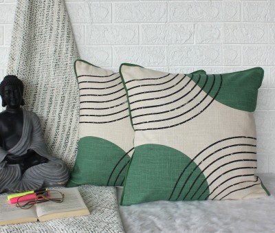 Dekor World Printed Cushions & Pillows Cover(Pack of 2, 45 cm*45 cm, Green)