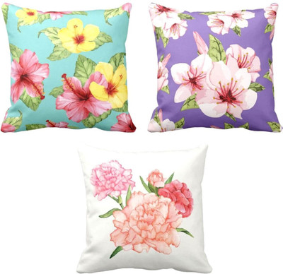 TheYaYaCafe Cotton Cushions Cover(55 cm*55 cm, Pack of 3, Multicolor)