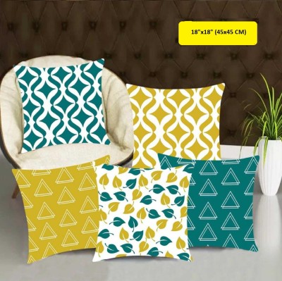 Abhsant Abstract Cushions Cover(Pack of 5, 45 cm*45 cm, Blue, Yellow)