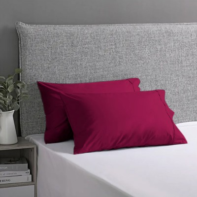AVI Solid Pillows Cover(Pack of 2, 40.64 cm*60.96 cm, Maroon)
