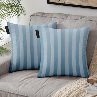 Lushomes Striped Cushions Cover(Pack of 2, 30 cm*30 cm, Light Blue)