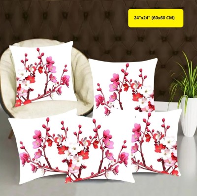 EXOTICE Floral Cushions Cover(Pack of 5, 60 cm*60 cm, White, Peach)