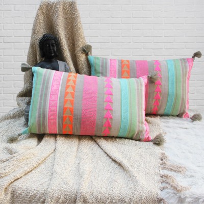Dekor World Striped Cushions & Pillows Cover(Pack of 2, 30 cm*50 cm, Multicolor)