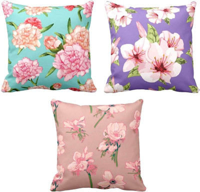 TheYaYaCafe Cotton Cushions Cover(40 cm*40 cm, Pack of 3, Multicolor)