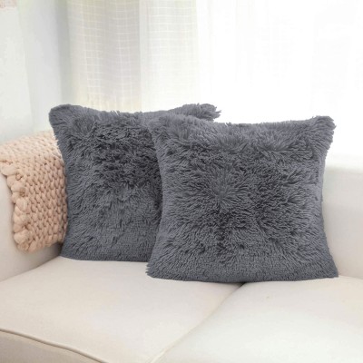 LUXE HOME INTERNATIONAL Faux Silk Cushions & Pillows Cover(Pack of 2, 40 cm*40 cm, Grey)