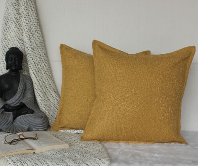 Dekor World Plain Cushions & Pillows Cover(Pack of 2, 40 cm*40 cm, Yellow)