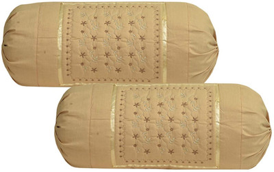 Pahwa handloom house Cotton Bolsters Cover(75 cm*38 cm, Pack of 2, Brown)