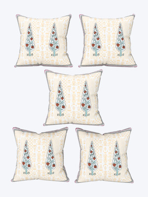 TENFIT Cotton Cushions Cover(40 cm*40 cm, Pack of 5, Yellow)