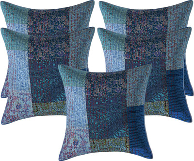 Go Texstylers Silk Cushions & Pillows Cover(40 cm*40 cm, Pack of 5, Multicolor)