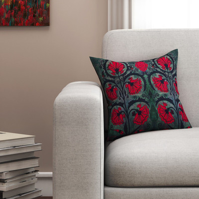 SEJ BY NISHA GUPTA Cotton Cushions Cover(40.64 cm*40.64 cm, Red)