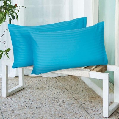WONDERLOOK Striped Cushions & Pillows Cover(Pack of 2, 70 cm*45 cm, Blue)