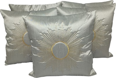 LOFEY Silk Cushions & Pillows Cover(Pack of 5, 40 cm*40 cm, Silver)