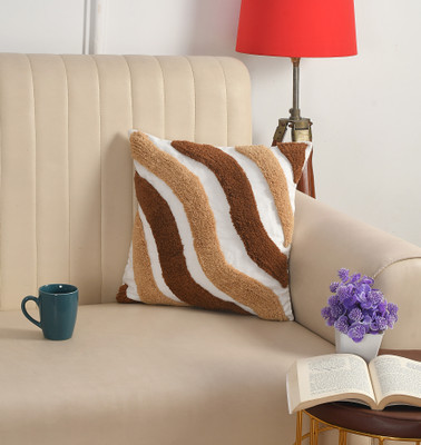 M2Creations Cotton Cushions & Pillows Cover(40 cm*40 cm, Brown, Beige)