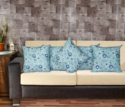 Texstylers Cotton Cushions Cover(50.8 cm*50.8 cm, Pack of 5, Blue)
