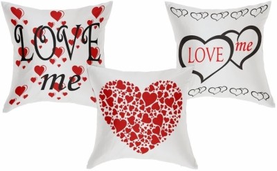 Dekor World Geometric Cushions & Pillows Cover(Pack of 3, 40 cm*40 cm, Red, White)