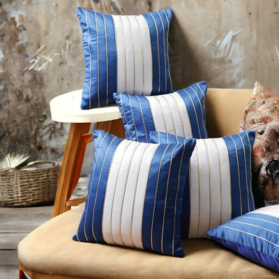 Zikrak Dupion Silk Cushions & Pillows Cover(40 cm*40 cm, Pack of 5, Blue)