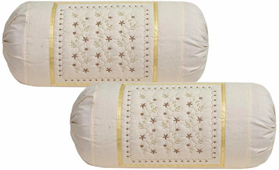 Harshita Creation Cotton Bolsters Cover(Pack of 2, 80 cm*40 cm, Cream)