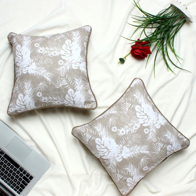 Dekor World Printed Cushions & Pillows Cover(Pack of 2, 40 cm*40 cm, Beige)