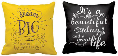 TheYaYaCafe Polyester Cushions Cover(30.48 cm*30.48 cm, Pack of 2, Black, Yellow)