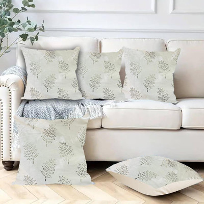 TURIYA Polyester, Cotton Cushions Cover(40 cm*40 cm, Pack of 5, White)