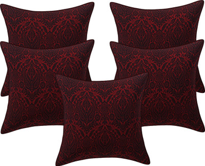 Go Texstylers Jacquard Cushions Cover(40 cm*40 cm, Pack of 5, Black)