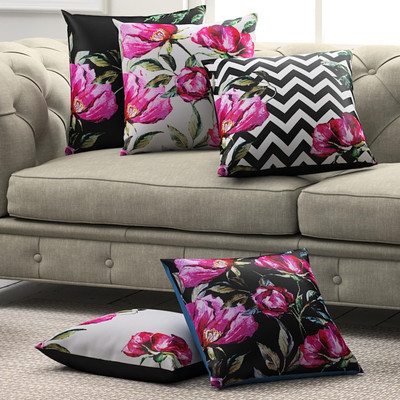 SEJ BY NISHA GUPTA Polyester Cushions Cover(Pack of 5, 40 cm*40 cm, Multicolor)