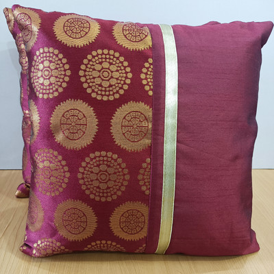 Decorline Silk Cushions & Pillows Cover(40 cm*40 cm, Pack of 2, Maroon)