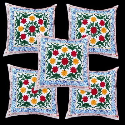R M COVER VARIETIES Embroidered Cushions & Pillows Cover(Pack of 5, 40.6 cm*40.6 cm, Multicolor)