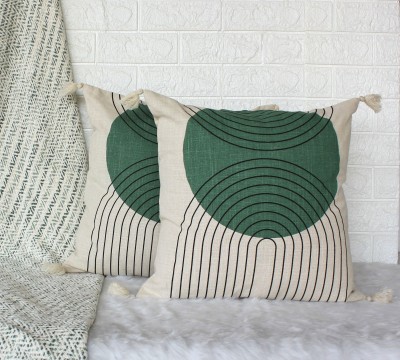 Dekor World Printed Cushions & Pillows Cover(Pack of 2, 45 cm*45 cm, Green)