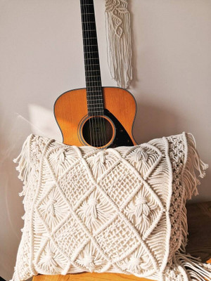 Saaz Cotton Cushions Cover(16 cm*16 cm, White)