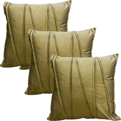 A&A Fabrics Polyester, Velvet Cushions & Pillows Cover(40.64 cm*40.64 cm, Pack of 3, Gold)