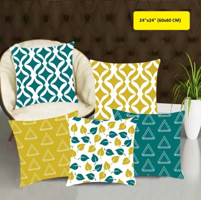 EXOTICE Abstract Cushions Cover(Pack of 5, 60 cm*60 cm, Blue, Yellow)