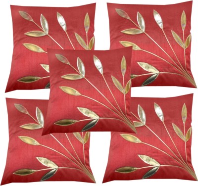 LOFEY Floral Cushions Cover(Pack of 5, 40 cm*40 cm, Maroon)