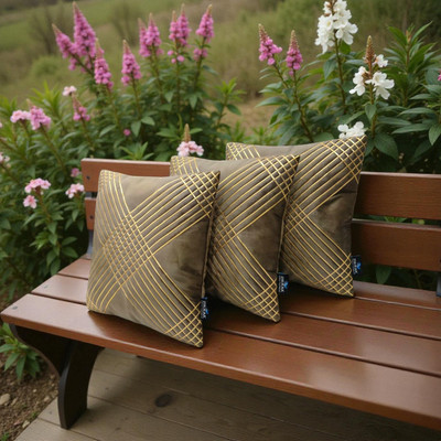 Zikrak Velvet Cushions Cover(55 cm*55 cm, Pack of 3, Brown)