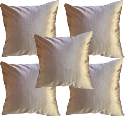 VIREO Satin Cushions & Pillows Cover(40 cm*40 cm, Pack of 5, Beige)
