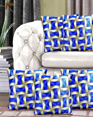RELOOK INDUSTRIES Geometric Cushions Cover(Pack of 5, 41 cm*41 cm, Blue)