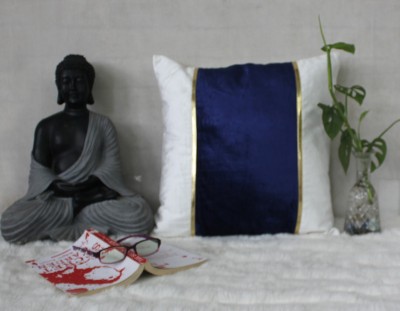 Dekor World Self Design Cushions & Pillows Cover(Pack of 2, 40 cm*40 cm, White, Blue)