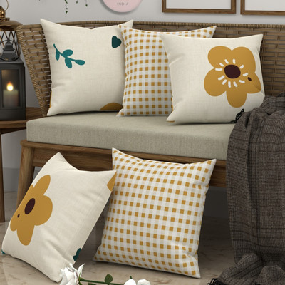 CHHAVI INDIA Microfiber Cushions Cover(40 cm*40 cm, Pack of 5, Beige)