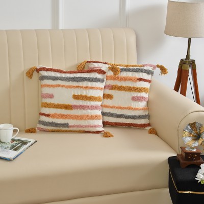 TINDLER KNOTS Canvas Cushions Cover(Pack of 2, 40.5 cm*40.5 cm, Multicolor)