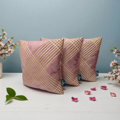 Zikrak Velvet Cushions Cover(40 cm*40 cm, Pack of 3, Pink)